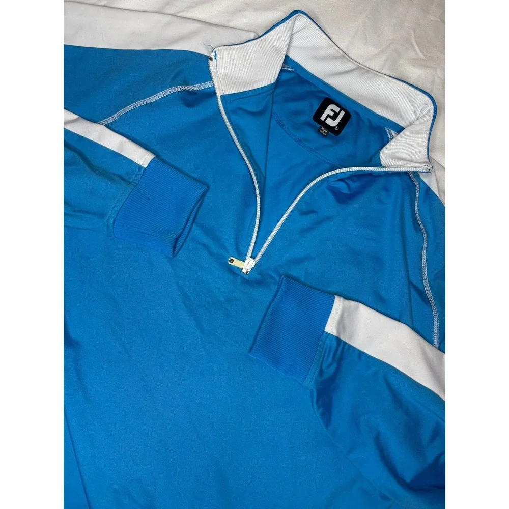 FootJoy Pullover Men's Size Large Blue 1/4 Zip Long Sleeve Nylon Stretch Golf‎